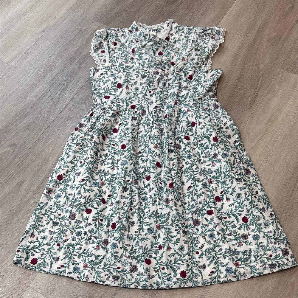 Janie and Jack White and Green Floral Dress